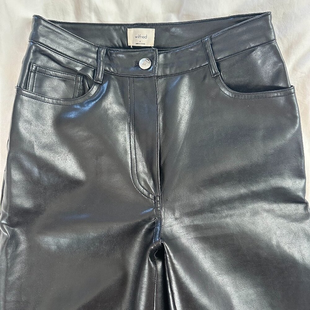 Aritzia Melina Black Leather Pants, Size 4